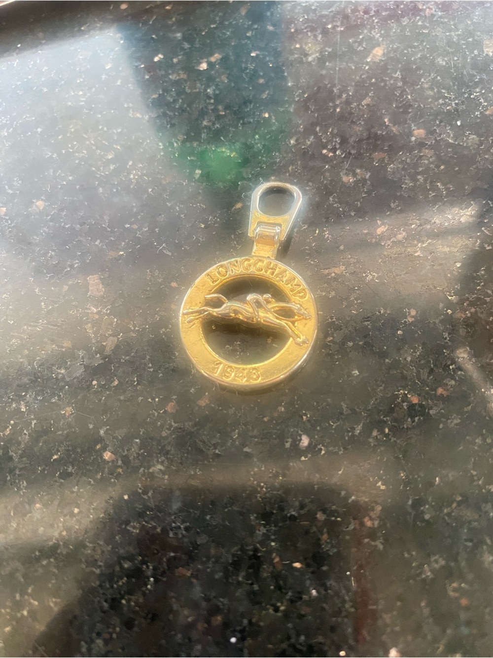 LONGCHAMP HANDBAG GOLD ANTIQUATED BRAND EMBLEM EQUESTRIAN ZIPPER Pull CHARM